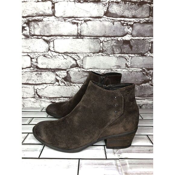 Josef Seibel Brown Suede Leather Side Zip Ankle Booties Heel Boots Women Sz 36EU - Picture 11 of 16
